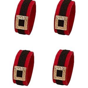 Santa Belt Felt Napkin Rings (Set/4)